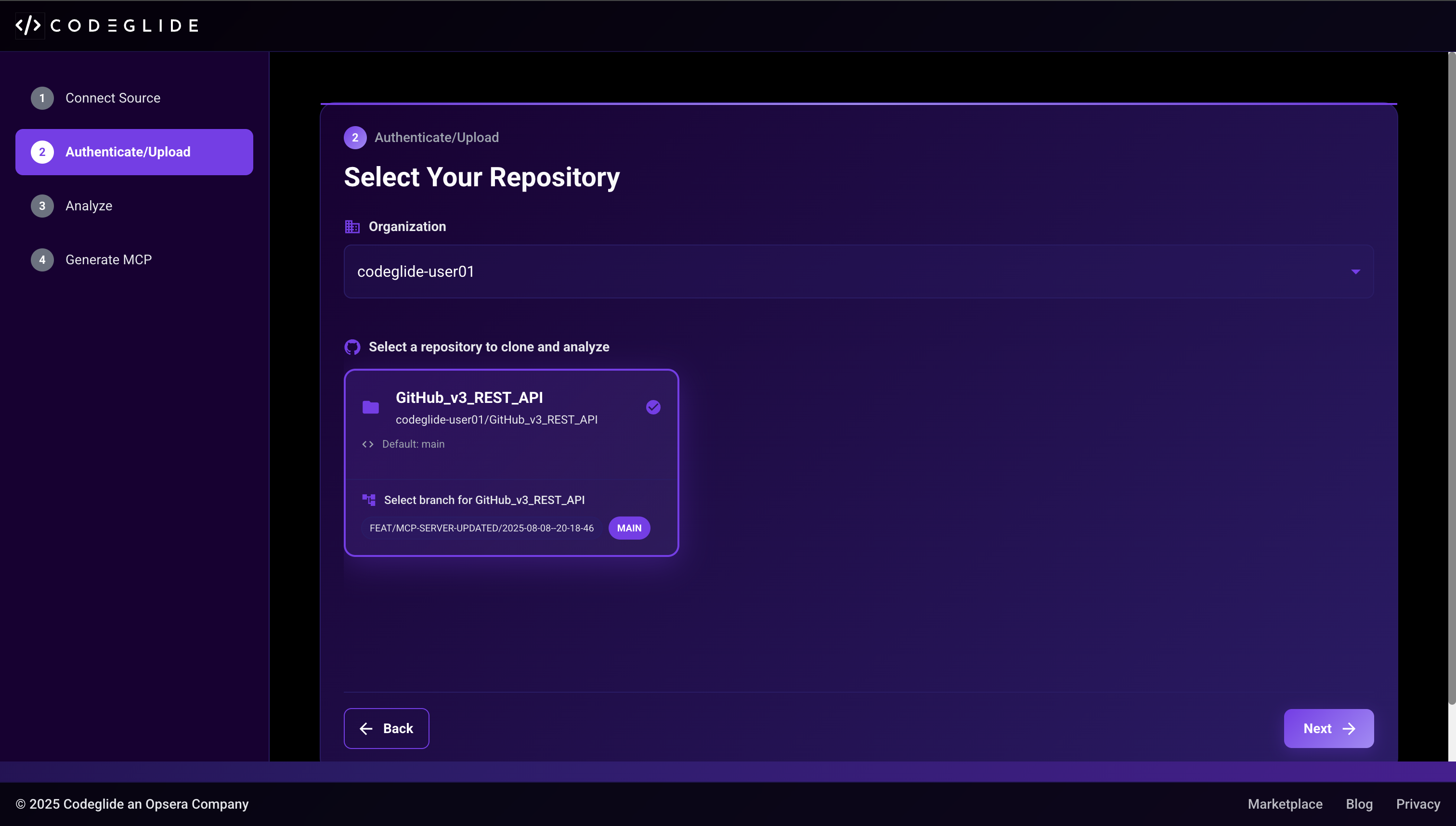Step 2: Repository selection